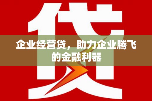 信宜企业经营贷，助力企业腾飞的金融利器